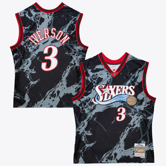 Allen Iverson Philadelphia 76ers 2000 Team Marble Swingman Black Jersey