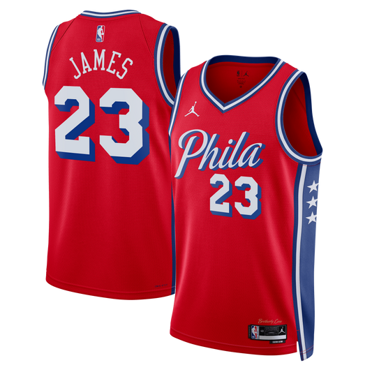 LeBron James Philadelphia 76ers Statement Edition Swingman Red Jersey