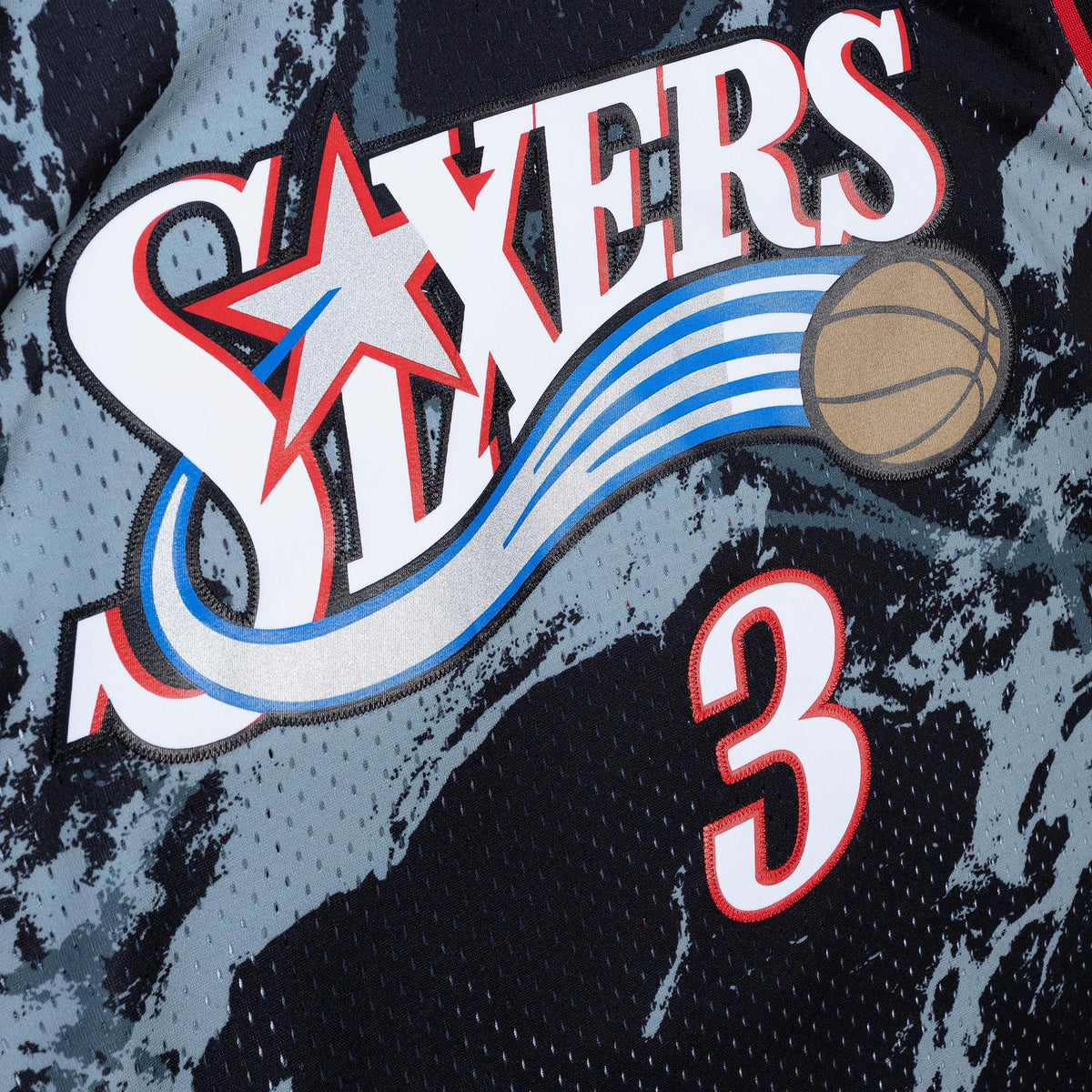 Allen Iverson Philadelphia 76ers 2000 Team Marble Swingman Black Jersey