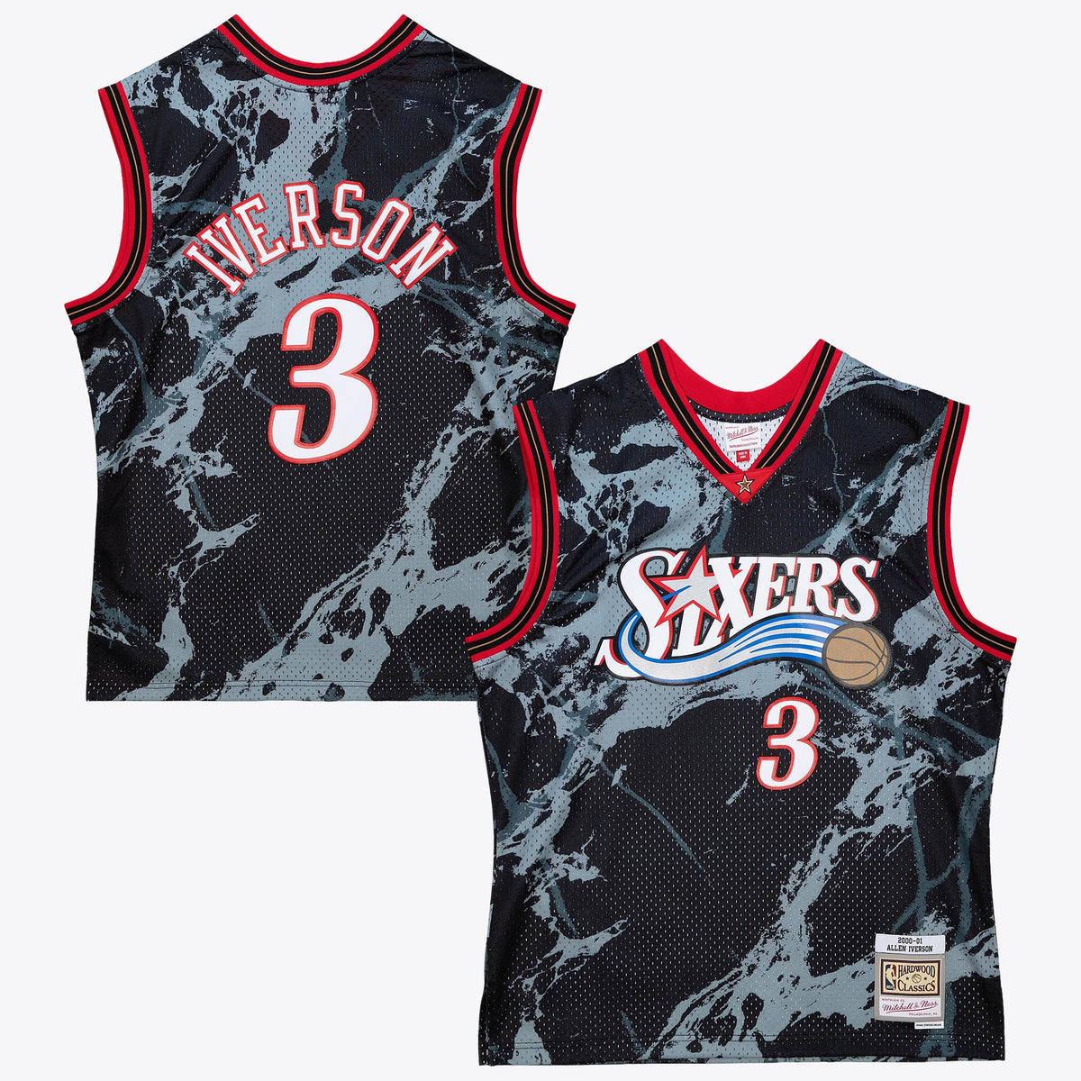 Allen Iverson Philadelphia 76ers 2000 Team Marble Swingman Black Jersey