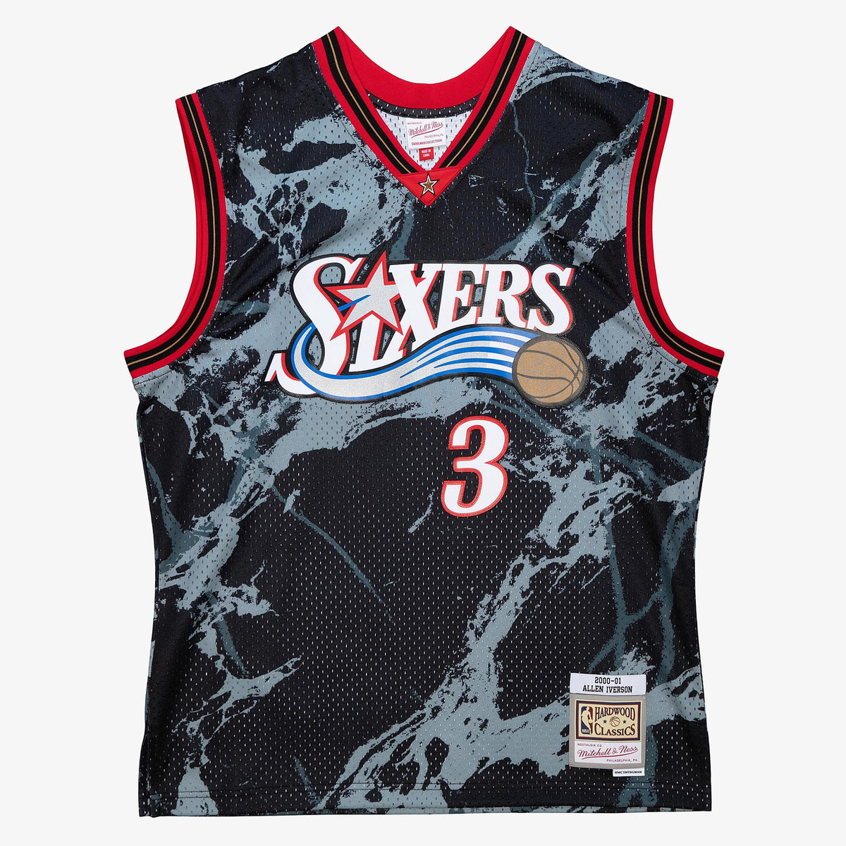 Allen Iverson Philadelphia 76ers 2000 Team Marble Swingman Black Jersey